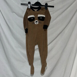 brown fleece raccoon face Carter's footie outfit size 12 months